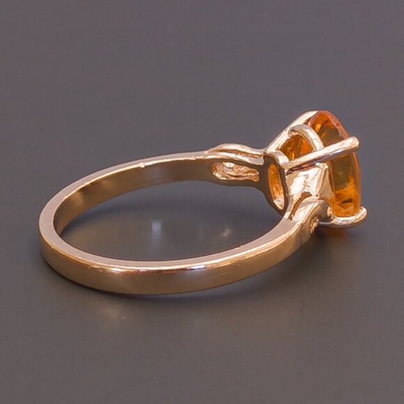 14K Yellow Gold Citrine Solitaire Ring • November Birthstone - Picture 9 of 12